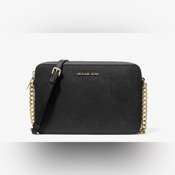 Michael Kors Handbags - Michael Kors Black Jet set west Crossbody Bag black with Gold Chain